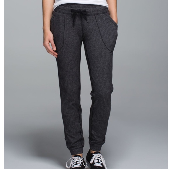 Lululemon Base Runner Pant Heathered Herringbone Heathered Black Black - Picture 2 of 13